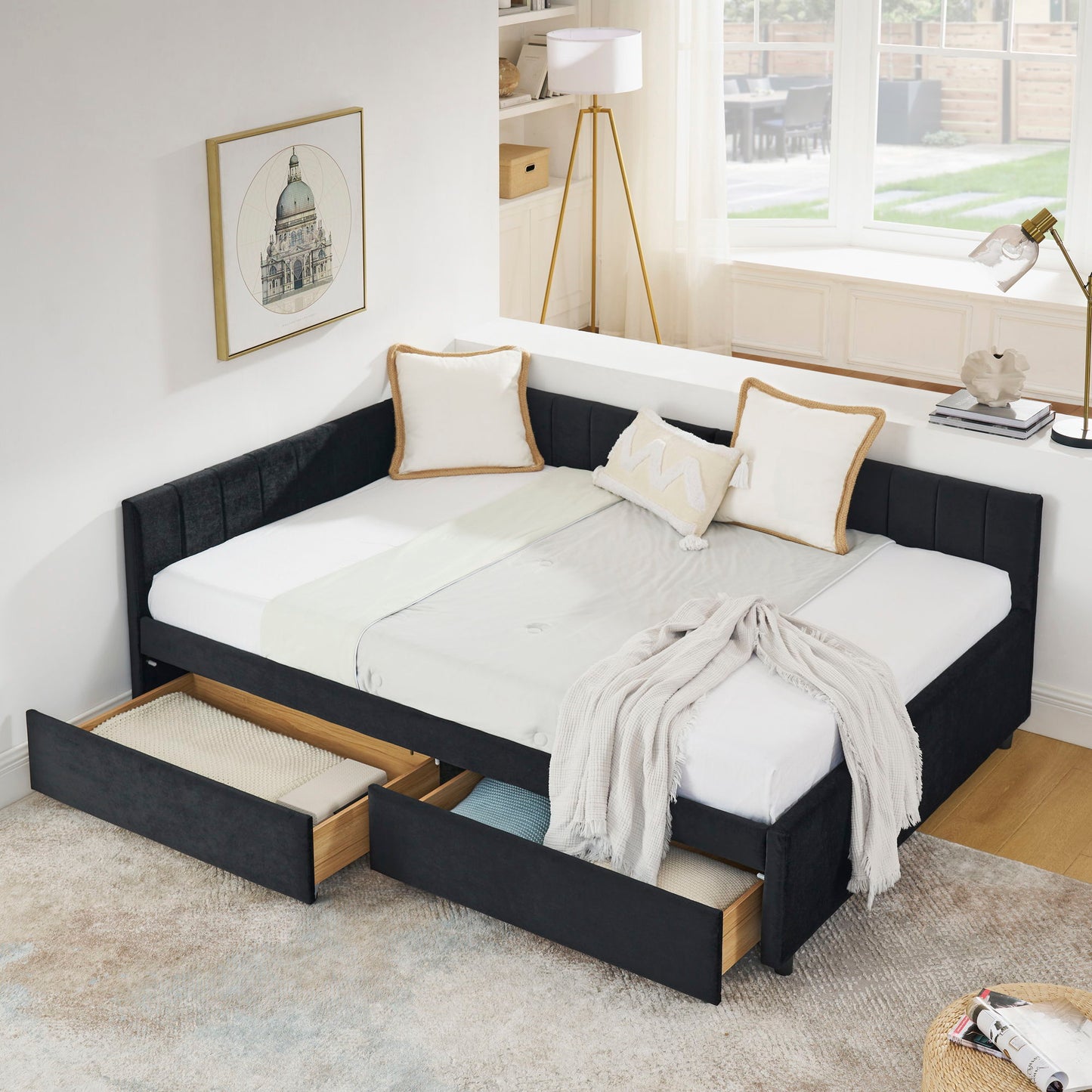 Upholstered Tufted Daybed Frame With Storage Drawers - The Sleep Loft - Online Mattress Showroom NYC
