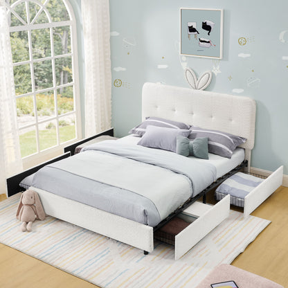 Upholstered Bed With Oversized Rabbit Ear Headboard, LED Lights & 4 Storage Drawers - The Sleep Loft - Online Mattress Showroom NYC