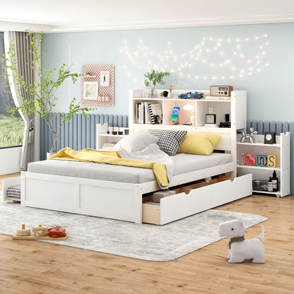 Storage Platform Bed With Pull Out Shelves, Trundle, And 2 Drawers - The Sleep Loft - Online Mattress Showroom NYC