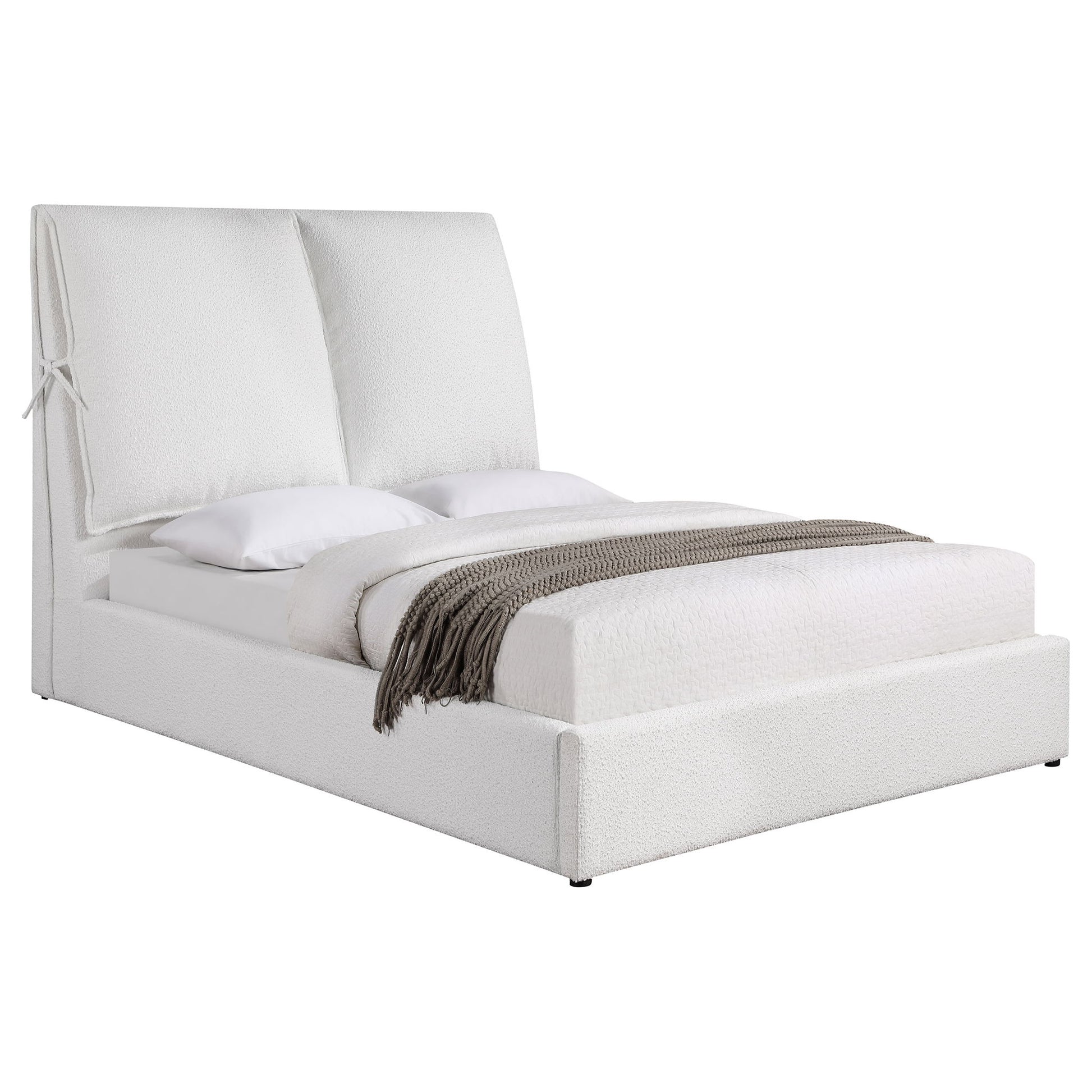 Corwyn - Queen Upholstered Panel Bed With Headboard Pillows - White - The Sleep Loft - Online Mattress Showroom NYC