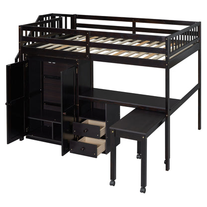 Loft Bed With Stairs, Bookshelf, Drawers, Desk & Wardrobe, Space Saving Multifunctional Furniture - The Sleep Loft - Online Mattress Showroom NYC