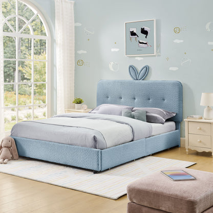 Upholstered Bed With Oversized Rabbit Ear Headboard, LED Lights & 4 Storage Drawers - The Sleep Loft - Online Mattress Showroom NYC