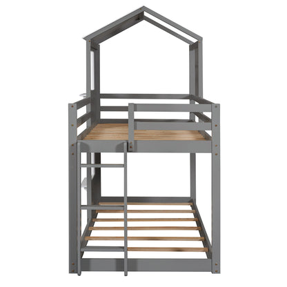 Bunk Bed Wood Bed & Roof, Window, Guardrail, Ladder - The Sleep Loft - Online Mattress Showroom NYC