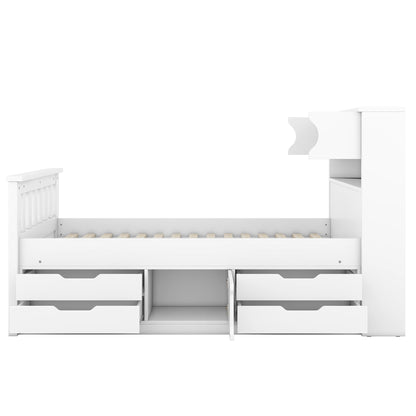 Captain Platform Bed Frame With Storage Bookcases, Shelves, And 4 Drawers - The Sleep Loft - Online Mattress Showroom NYC