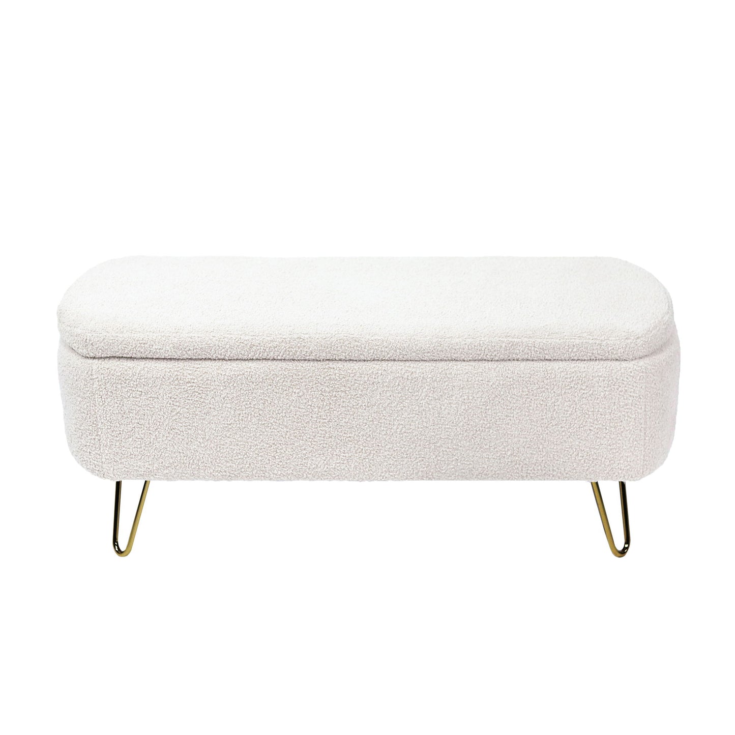Storage Ottoman Bench For End Of Bed Legs, Modern Camel Faux Fur Entryway Bench Upholstered Padded With Storage For Living Room Bedroom - The Sleep Loft - Online Mattress Showroom NYC
