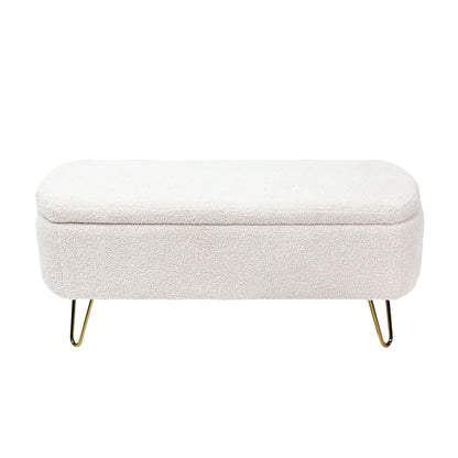 Storage Ottoman Bench For End Of Bed Legs, Modern Camel Faux Fur Entryway Bench Upholstered Padded With Storage For Living Room Bedroom - The Sleep Loft - Online Mattress Showroom NYC