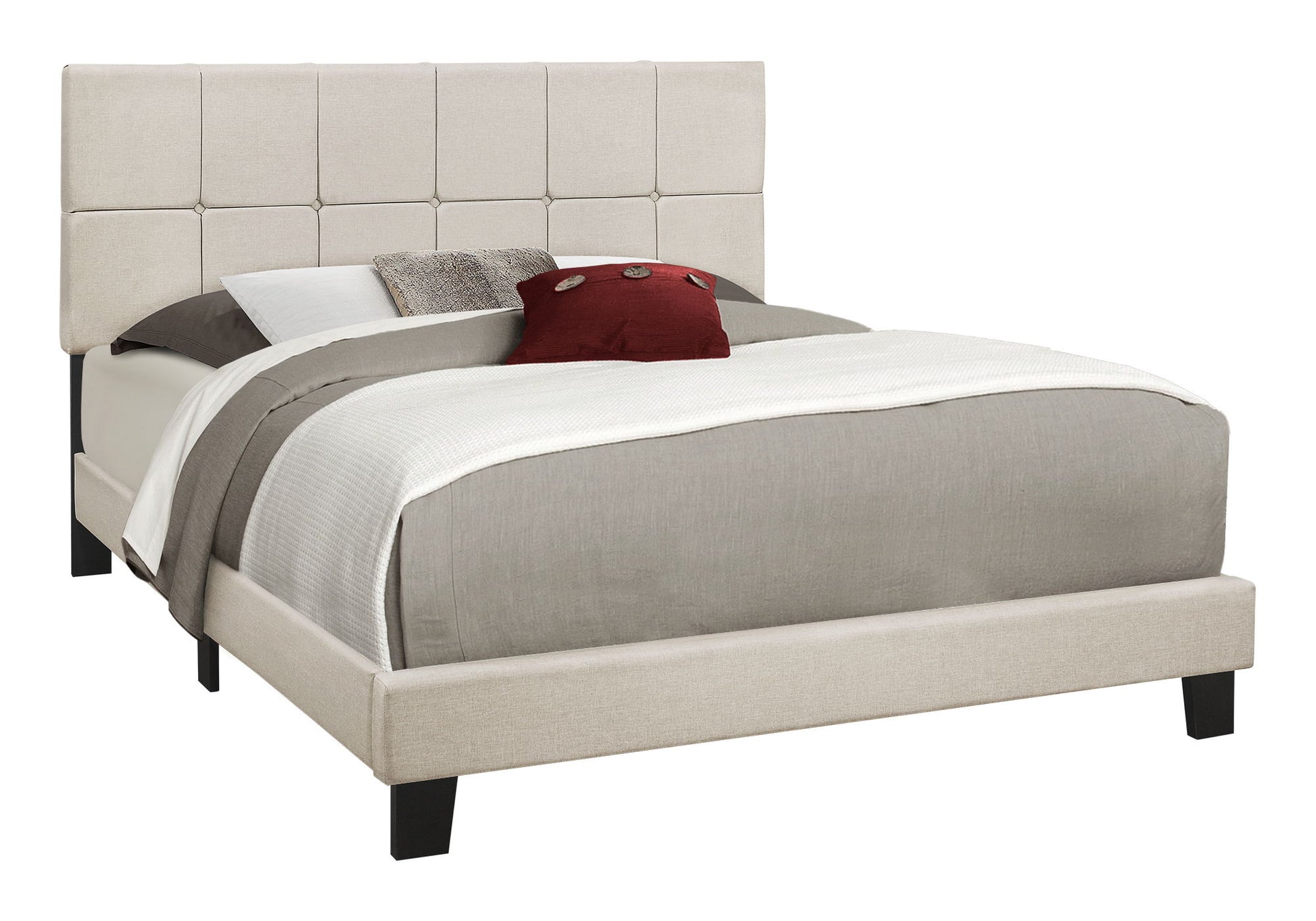 Queen Size Bed, Upholstered, Transitional - Beige - The Sleep Loft - Online Mattress Showroom NYC
