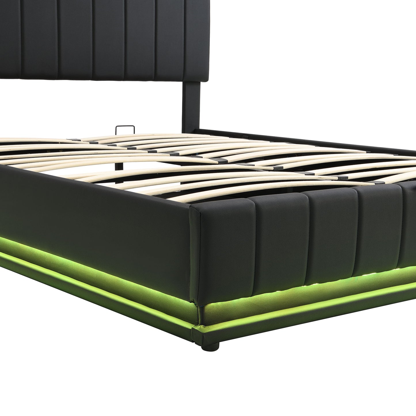 Upholstered Bed With Hydraulic Storage System And LED Light, With Sockets And USB Ports - The Sleep Loft - Online Mattress Showroom NYC