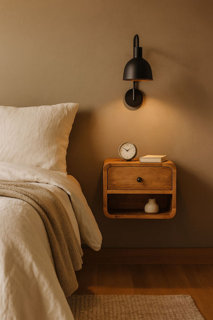 Mini Floating Open Bedside - Oak - The Sleep Loft - Online Mattress Showroom NYC
