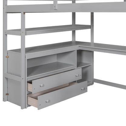 Loft Bed With Desk, Shelves, 2 Drawers, Storage Staircase - The Sleep Loft - Online Mattress Showroom NYC