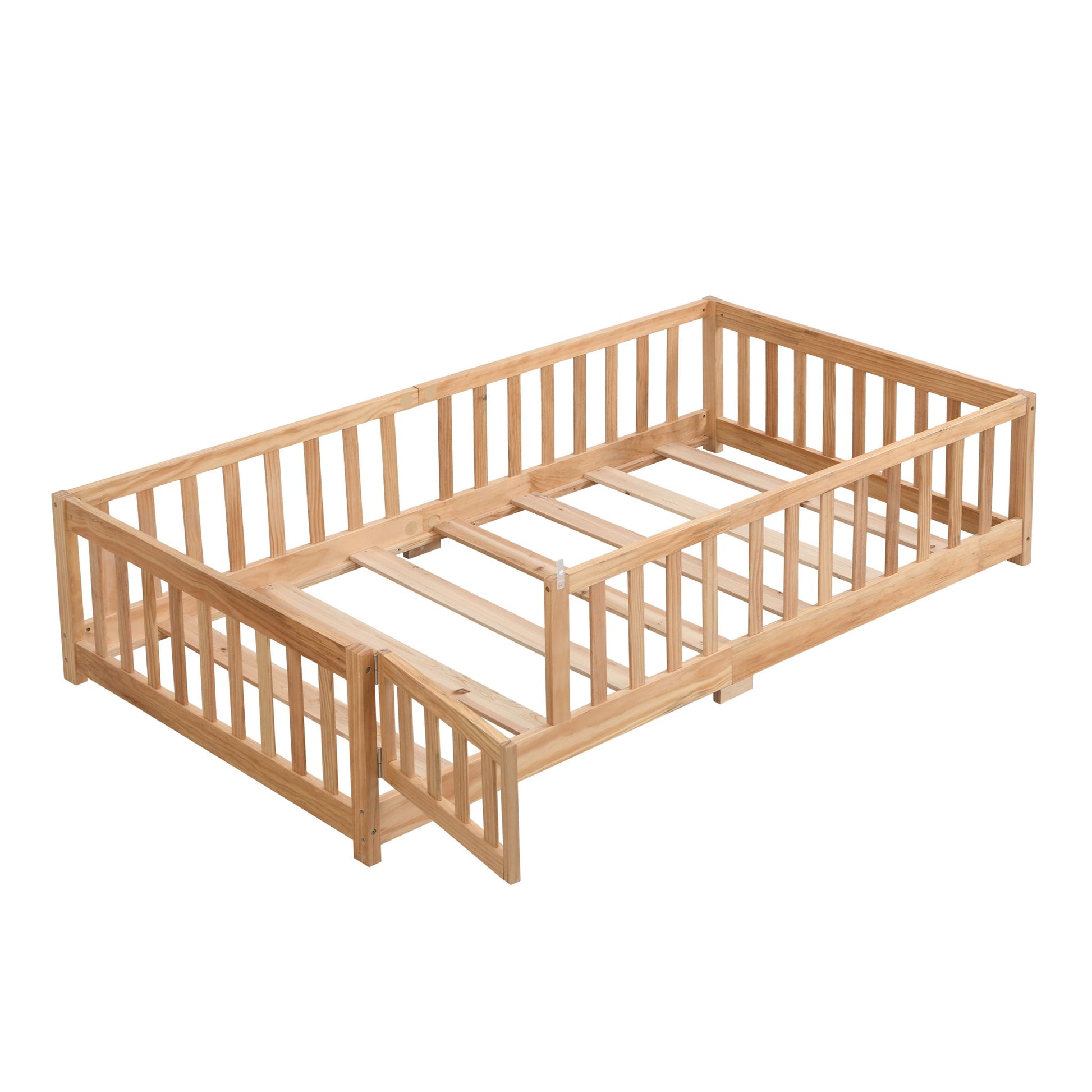 Solid Wood Floor Bed With Door And Fence For Children - The Sleep Loft - Online Mattress Showroom NYC