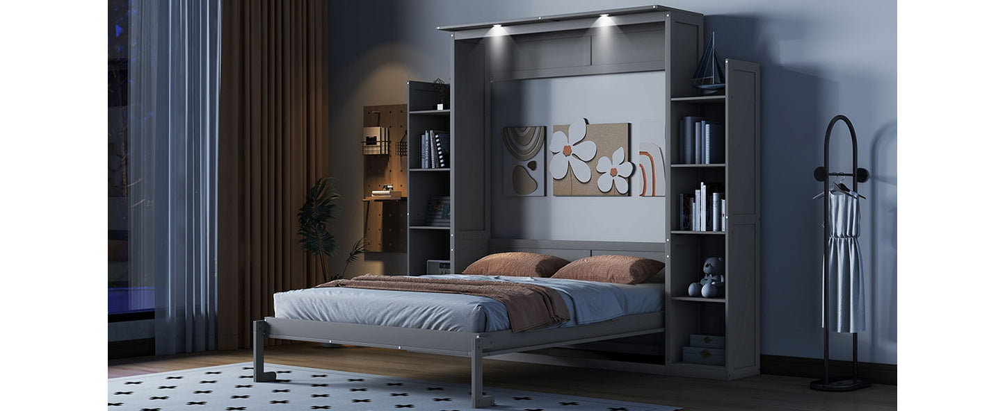 Wall Murphy Bed With Shelves And LED Lights - The Sleep Loft - Online Mattress Showroom NYC