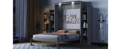 Wall Murphy Bed With Shelves And LED Lights - The Sleep Loft - Online Mattress Showroom NYC