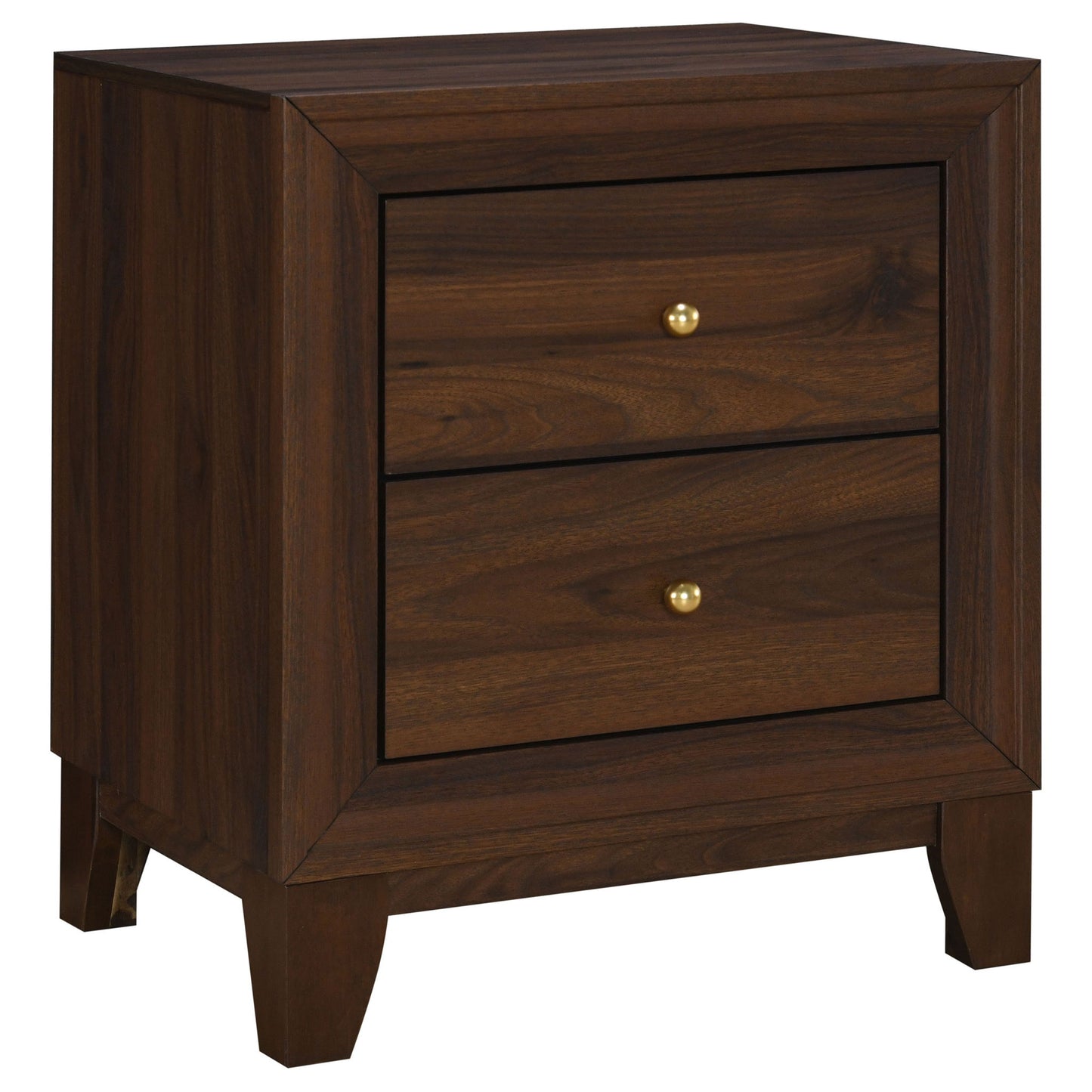 Anza - 2 Drawer Nightstand Bedside Table With Smooth Storage - Walnut - The Sleep Loft - Online Mattress Showroom NYC