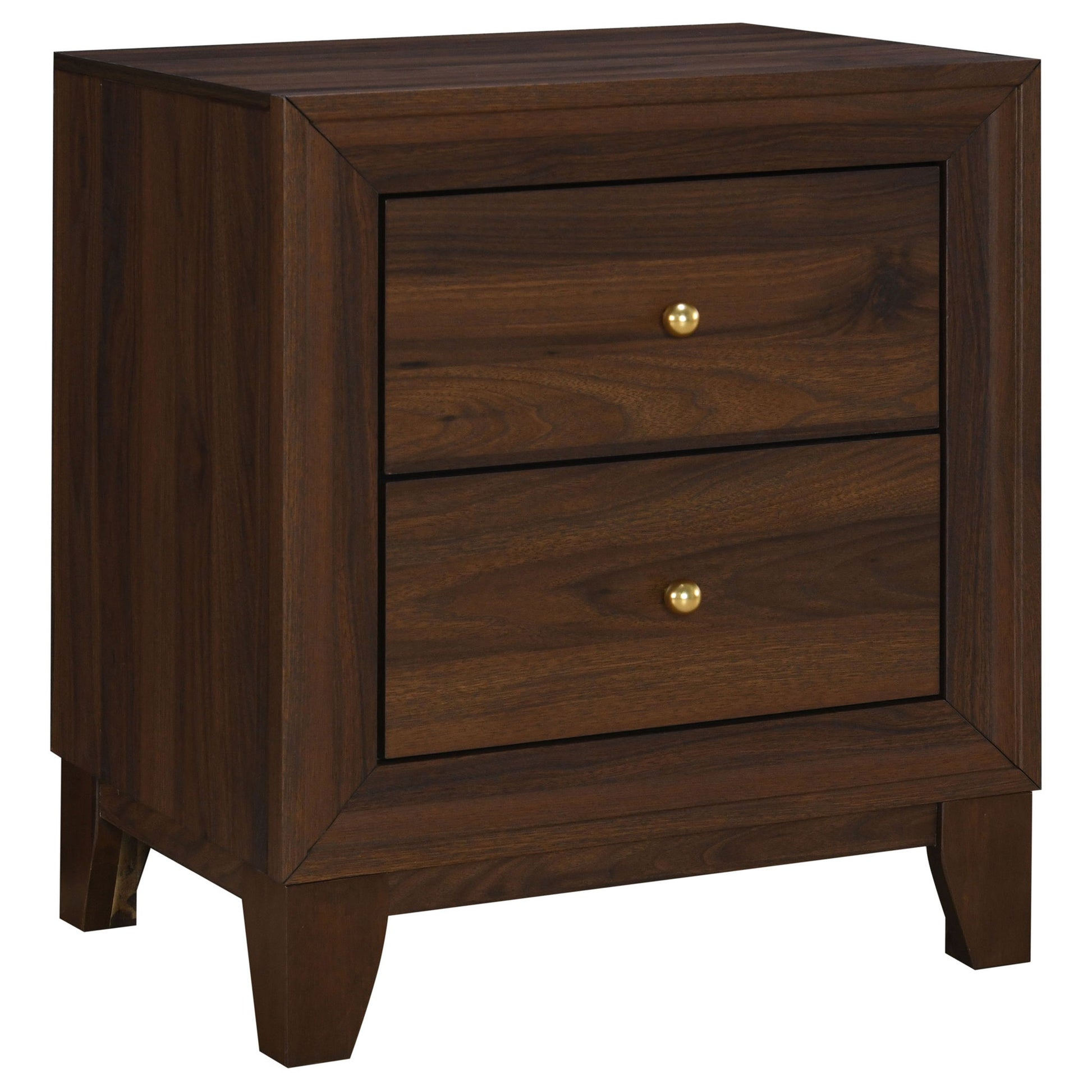 Anza - 2 Drawer Nightstand Bedside Table With Smooth Storage - Walnut - The Sleep Loft - Online Mattress Showroom NYC