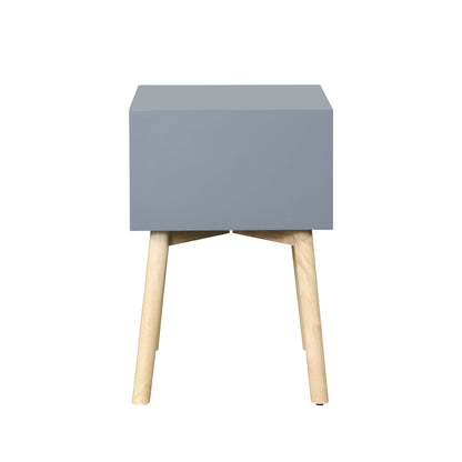 Side Table With 2 Drawer, Mid-Century Modern Storage Cabinet For Bedroom