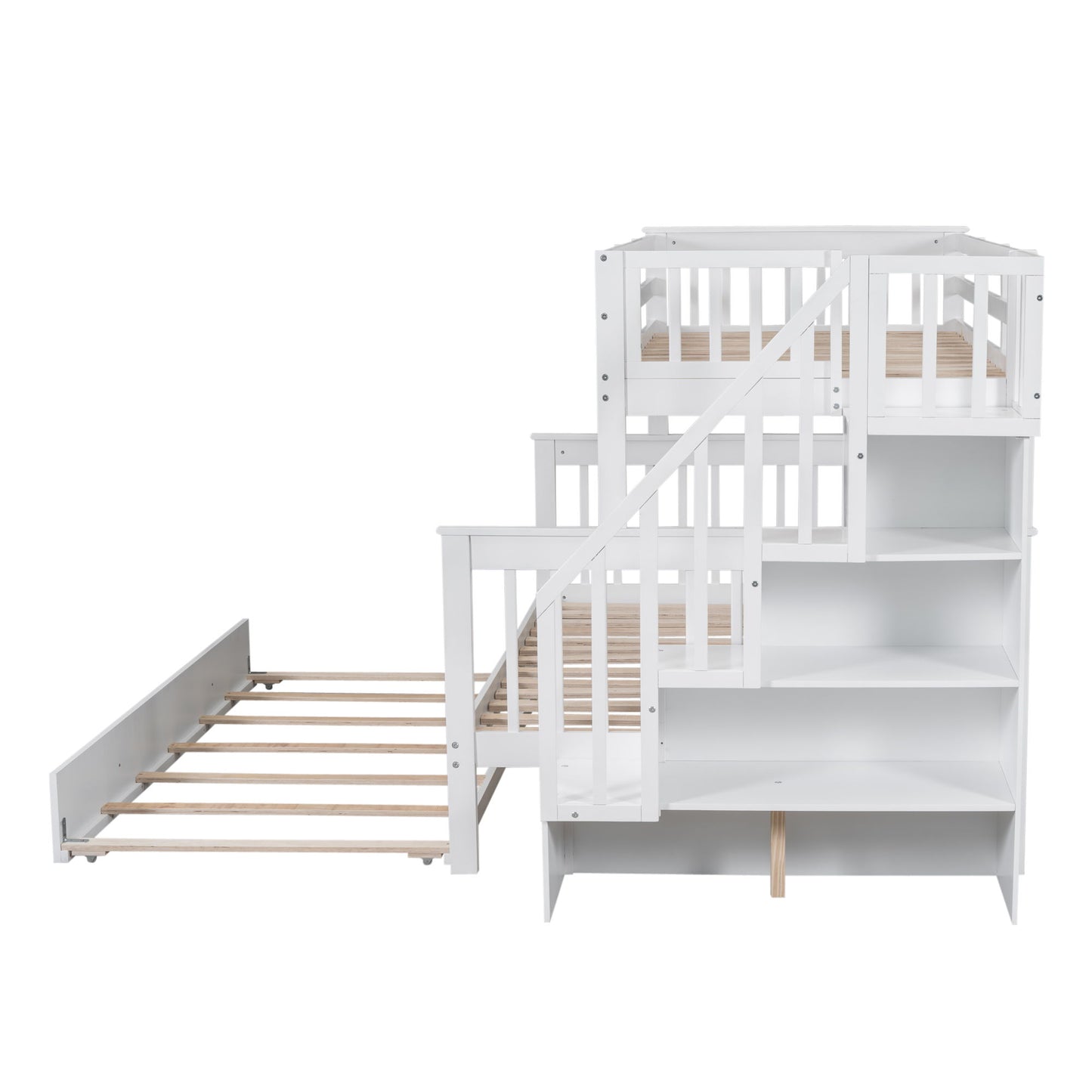 Bunk Bed With Twin Size Trundle, Storage And Guard Rail For Bedroom - The Sleep Loft - Online Mattress Showroom NYC