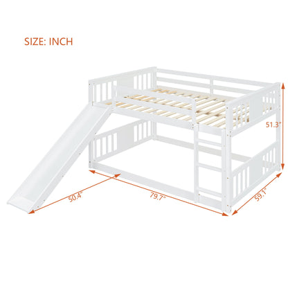 Full Over Full Bunk Bed With Ladder With Slide - White - The Sleep Loft - Online Mattress Showroom NYC