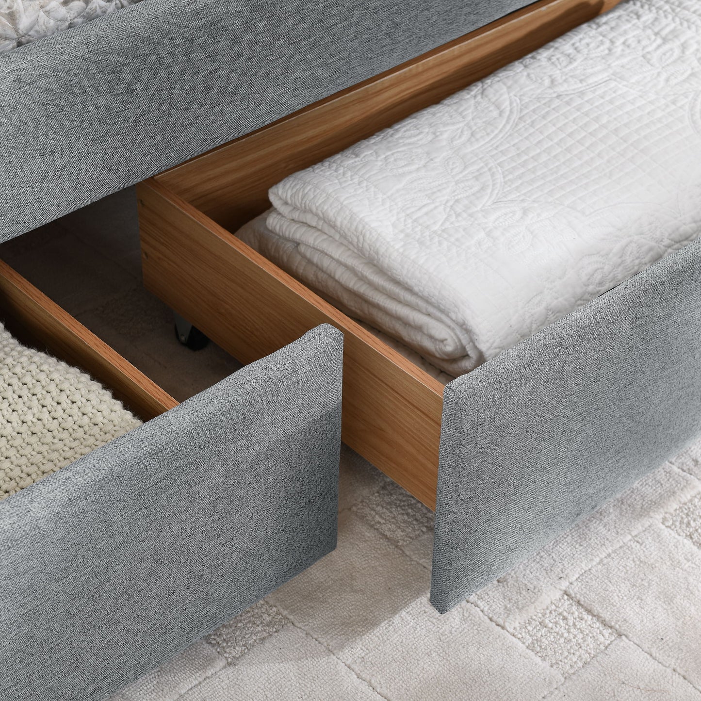 Upholstered Queen Daybed With 2 Drawers - The Sleep Loft - Online Mattress Showroom NYC