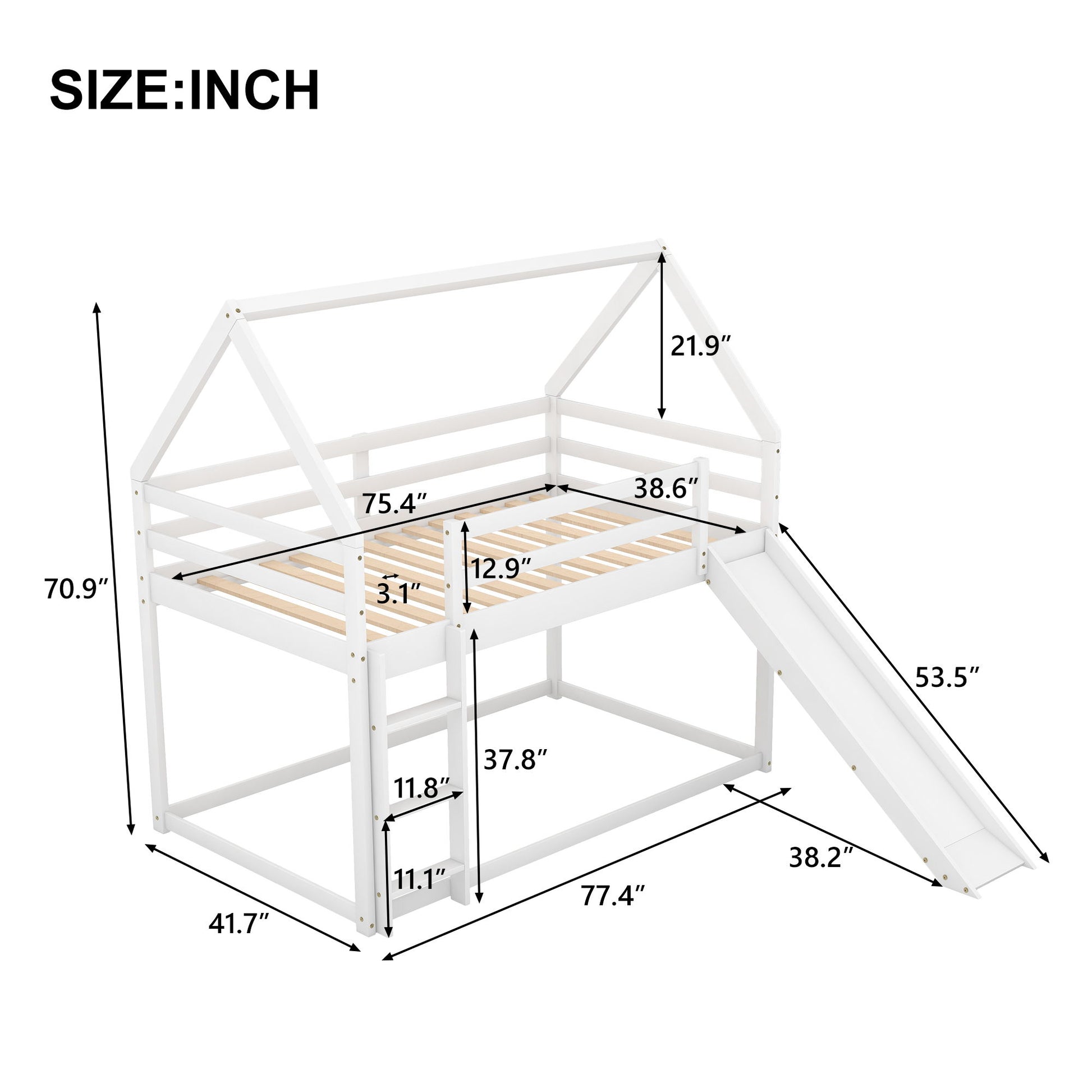 House Shape Bunk Bed With Slide And Ladder - The Sleep Loft - Online Mattress Showroom NYC