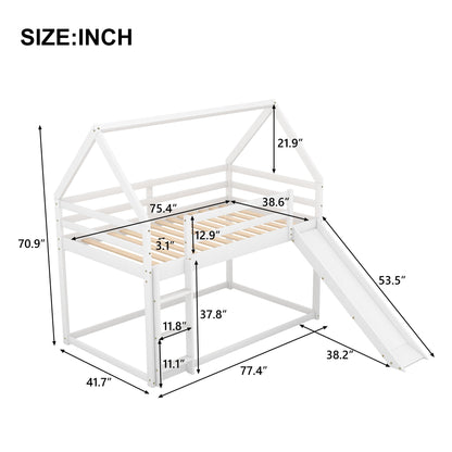 House Shape Bunk Bed With Slide And Ladder - The Sleep Loft - Online Mattress Showroom NYC