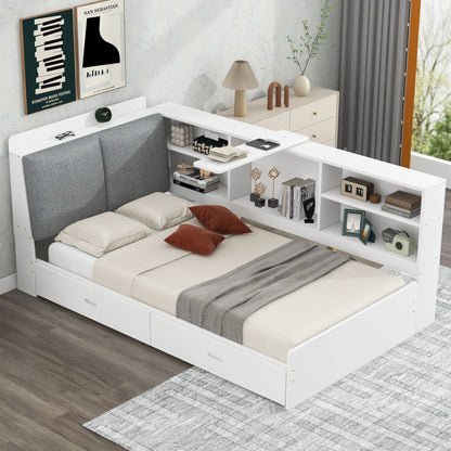 Platform Bed With Storage Headboard, Shelves And 2 Drawers - The Sleep Loft - Online Mattress Showroom NYC