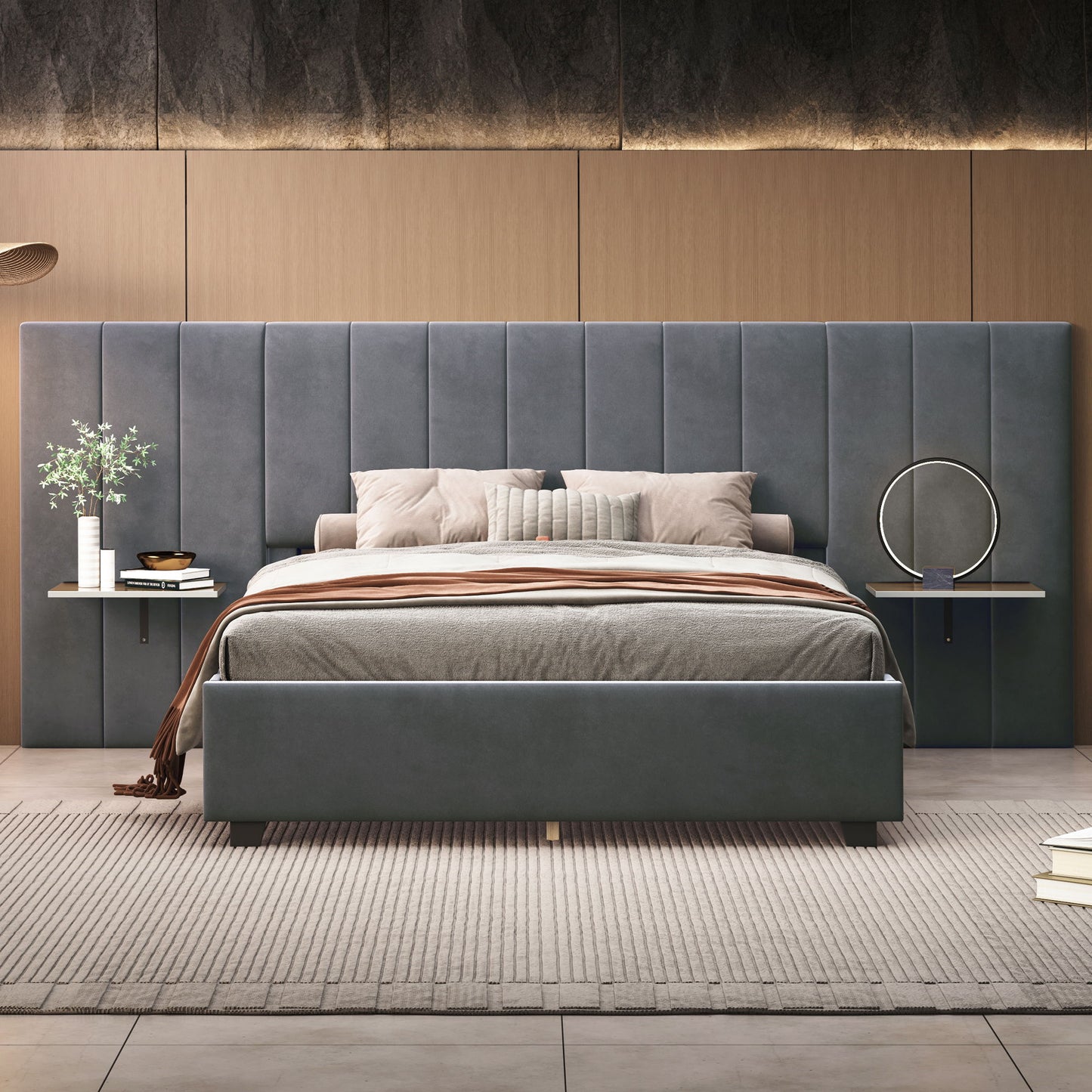 Upholstered Platform Bed With Big Headboard - The Sleep Loft - Online Mattress Showroom NYC