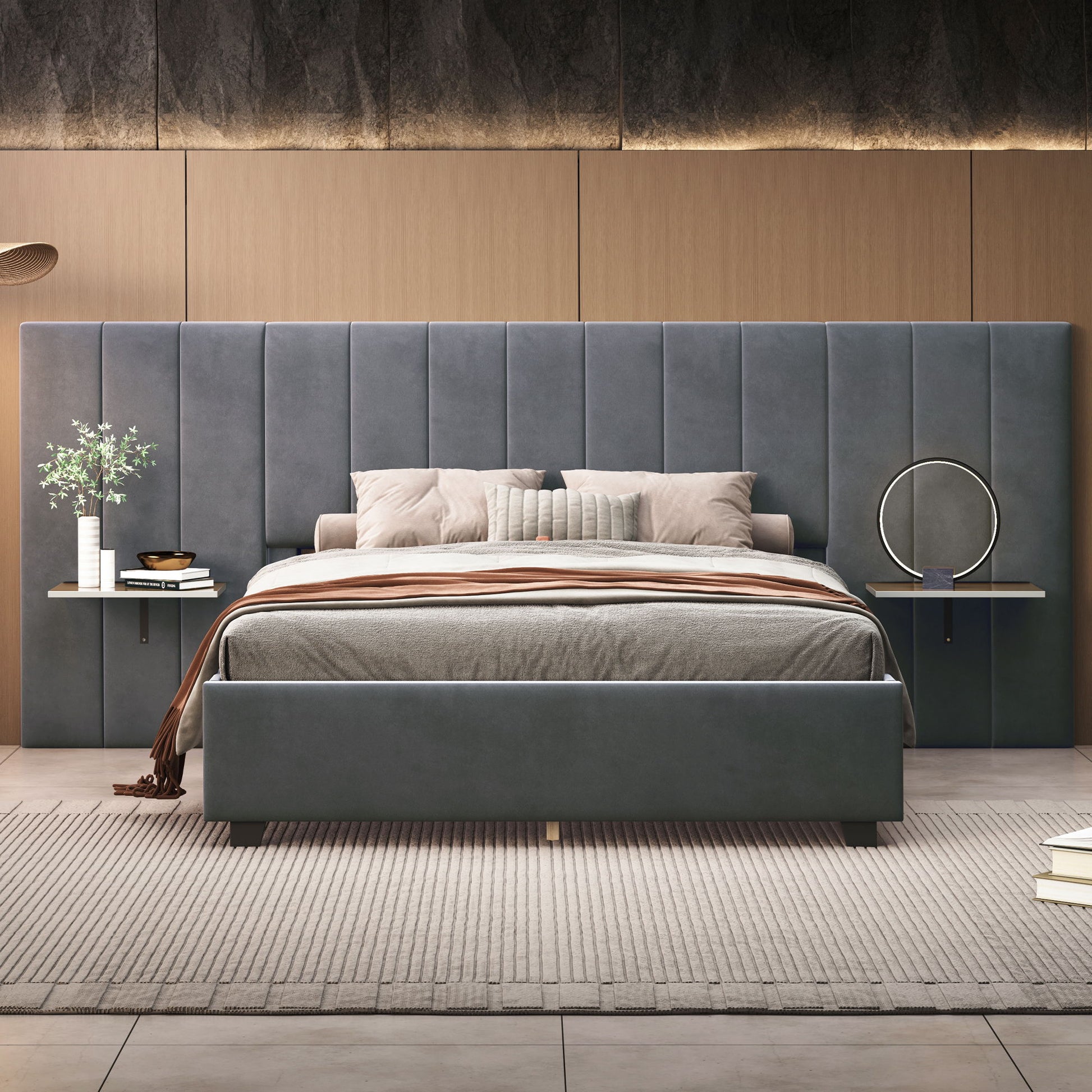 Upholstered Platform Bed With Big Headboard - The Sleep Loft - Online Mattress Showroom NYC