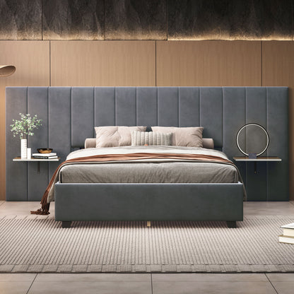 Upholstered Platform Bed With Big Headboard - The Sleep Loft - Online Mattress Showroom NYC