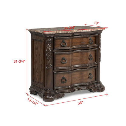 Nightstand, 3 Drawers - Brown / Coffee - The Sleep Loft - Online Mattress Showroom NYC