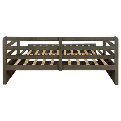 Twin Long 2 Drawer Daybed With Extendable Trundle, Storage Drawers, Fits Standard Mattress - Gray - The Sleep Loft - Online Mattress Showroom NYC