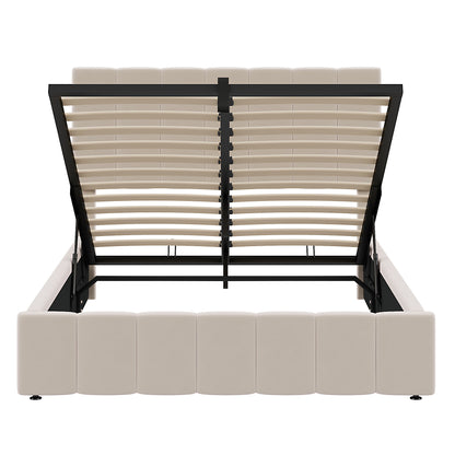 Elegant Upholstered Platform Bed With Hydraulic Storage System - The Sleep Loft - Online Mattress Showroom NYC