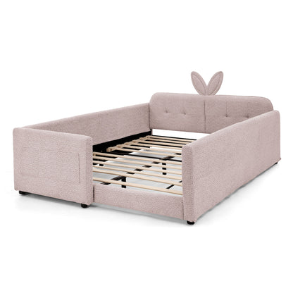 Cute Rabbit Ear Upholstered Platform Bed Frame With Safety Rail - The Sleep Loft - Online Mattress Showroom NYC