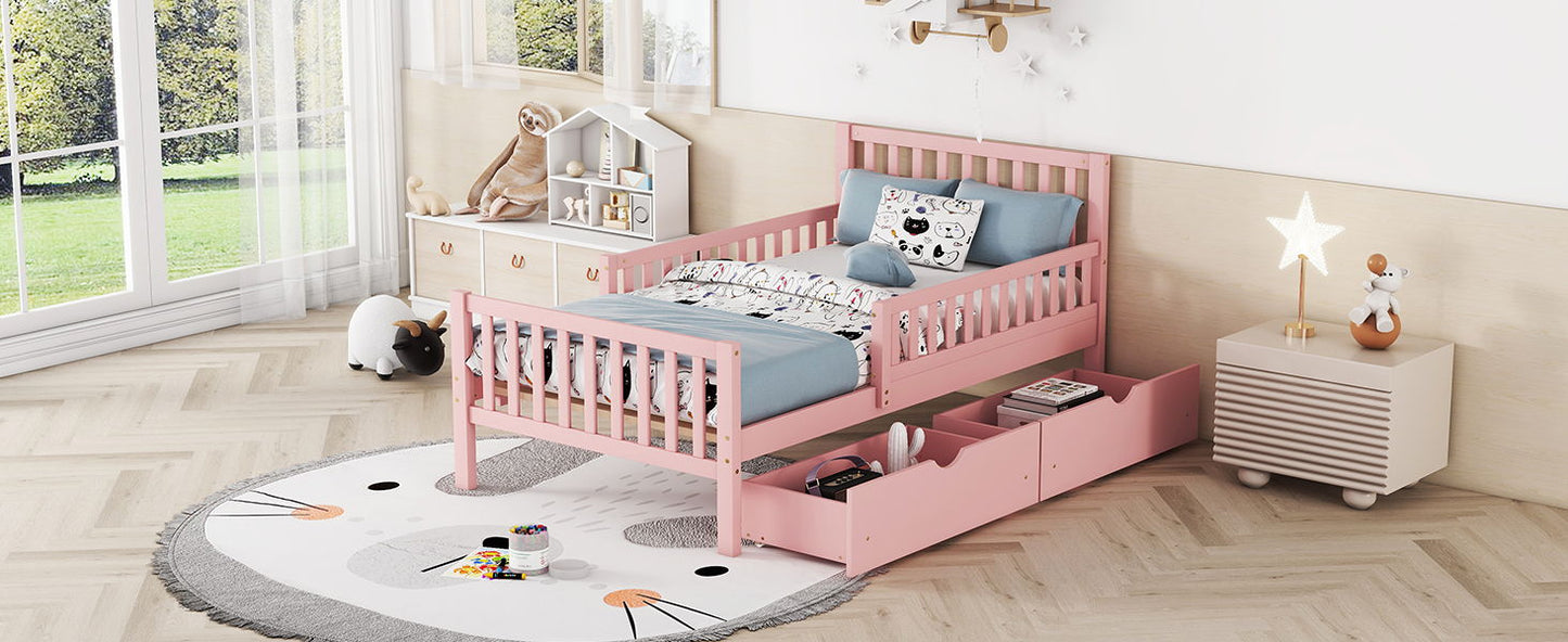 Platform Bed With Guardrails On Both Sides And 2 Storage Drawers - The Sleep Loft - Online Mattress Showroom NYC