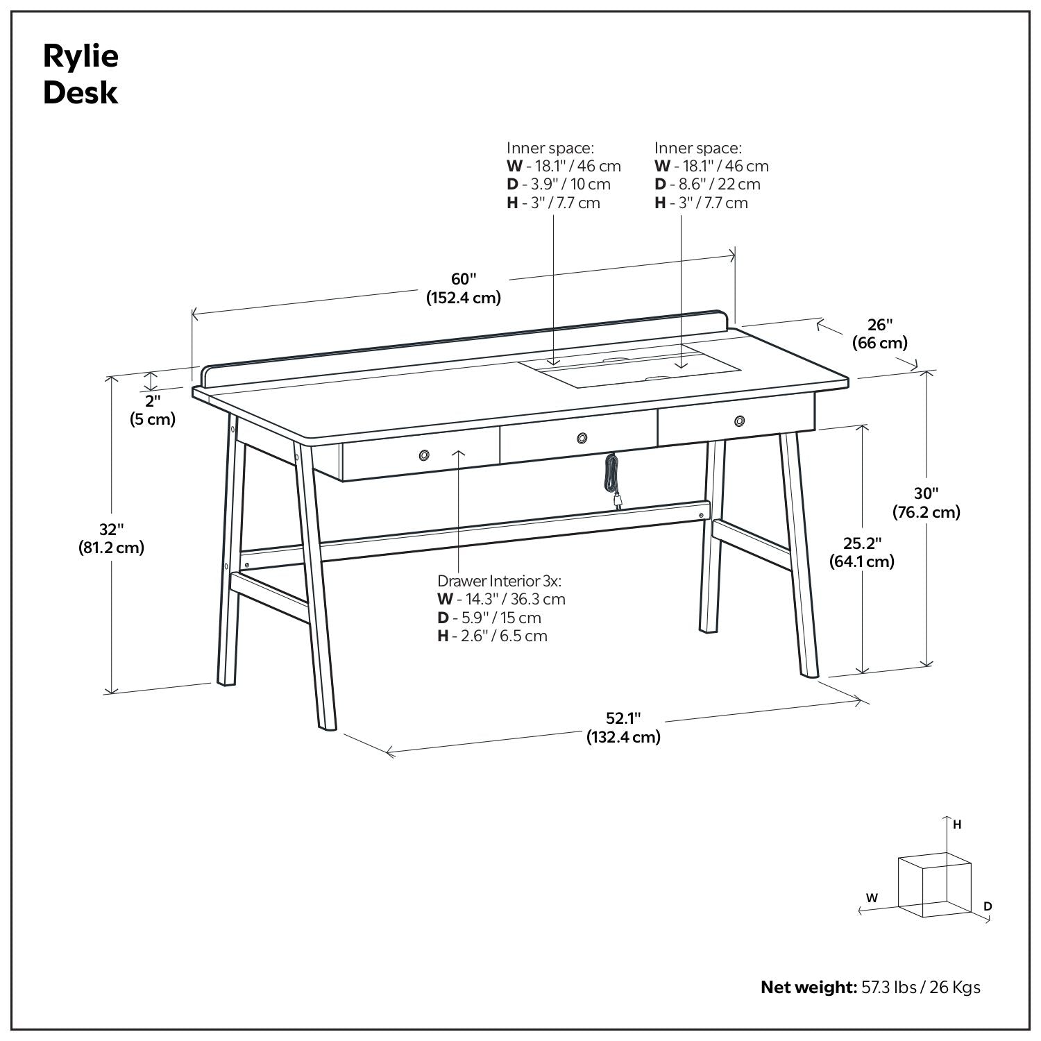 Rylie - Desk - Natural Aged Brown - The Sleep Loft - Online Mattress Showroom NYC
