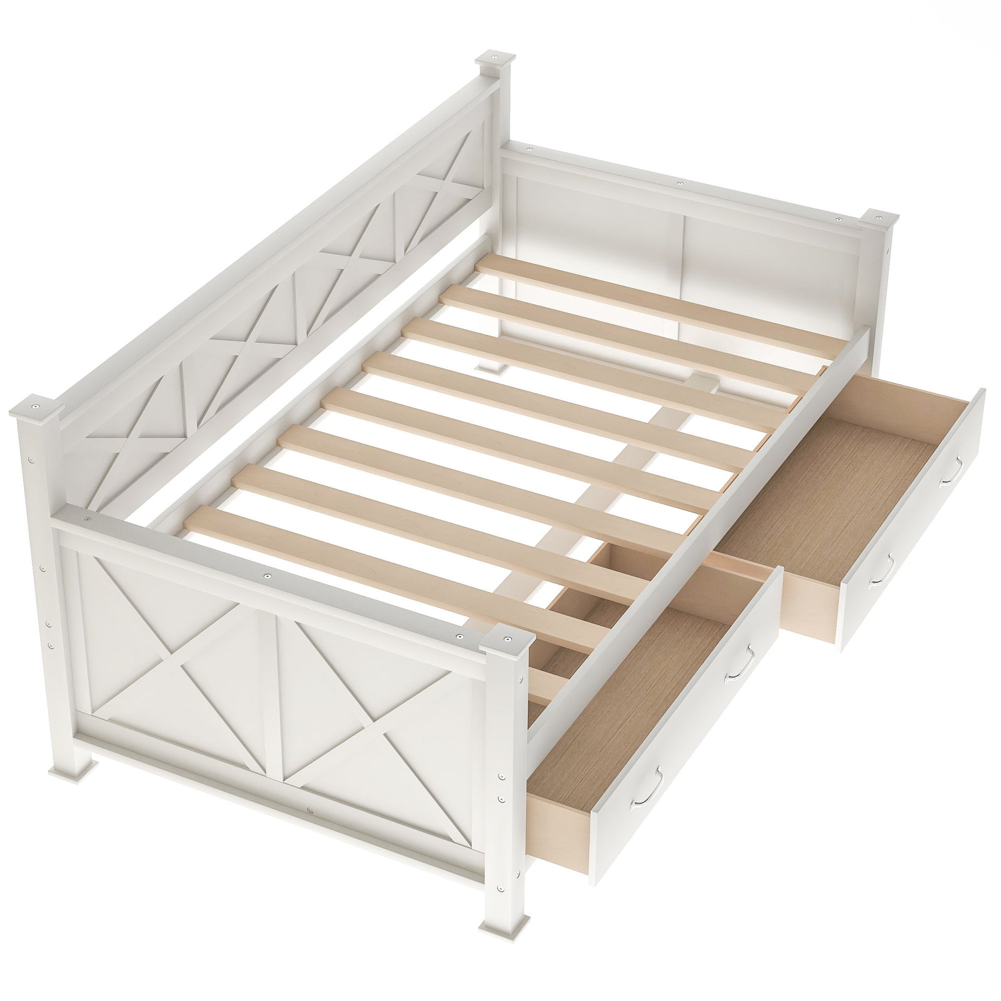 Modern Daybed With 2 Large Drawers, X Shaped Frame - The Sleep Loft - Online Mattress Showroom NYC