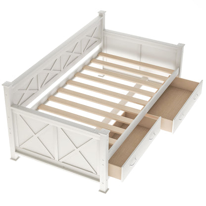 Modern Daybed With 2 Large Drawers, X Shaped Frame - The Sleep Loft - Online Mattress Showroom NYC