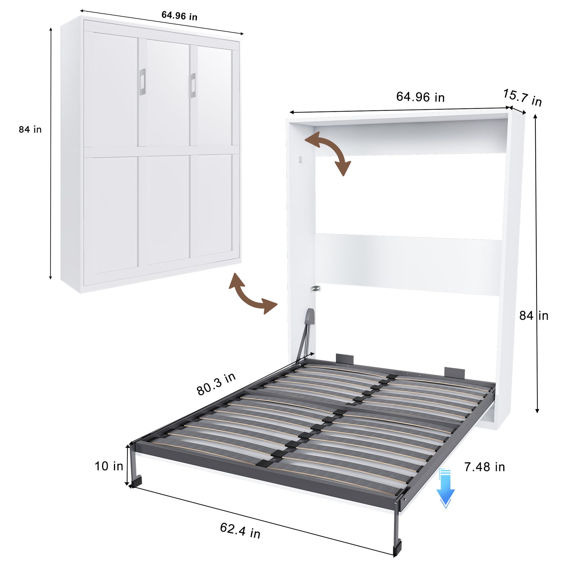 Queen Murphy Bed, Foldable Wall Bed, Space Saving Design For Bedrooms - White - The Sleep Loft - Online Mattress Showroom NYC