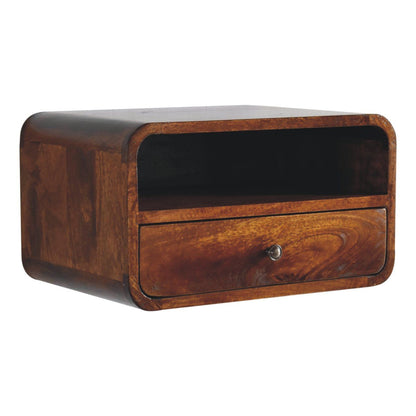 Curved Upper Slot Floating Nightstand - The Sleep Loft - Online Mattress Showroom NYC