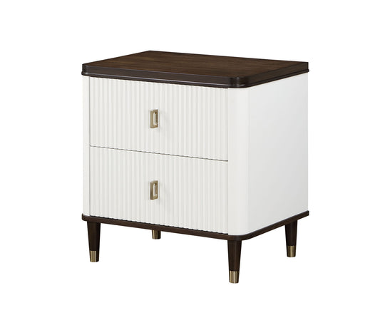 Carena - Night Stand With USB - White / Walnut - The Sleep Loft - Online Mattress Showroom NYC