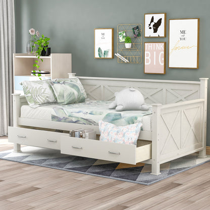 Modern Daybed With 2 Large Drawers, X Shaped Frame - The Sleep Loft - Online Mattress Showroom NYC