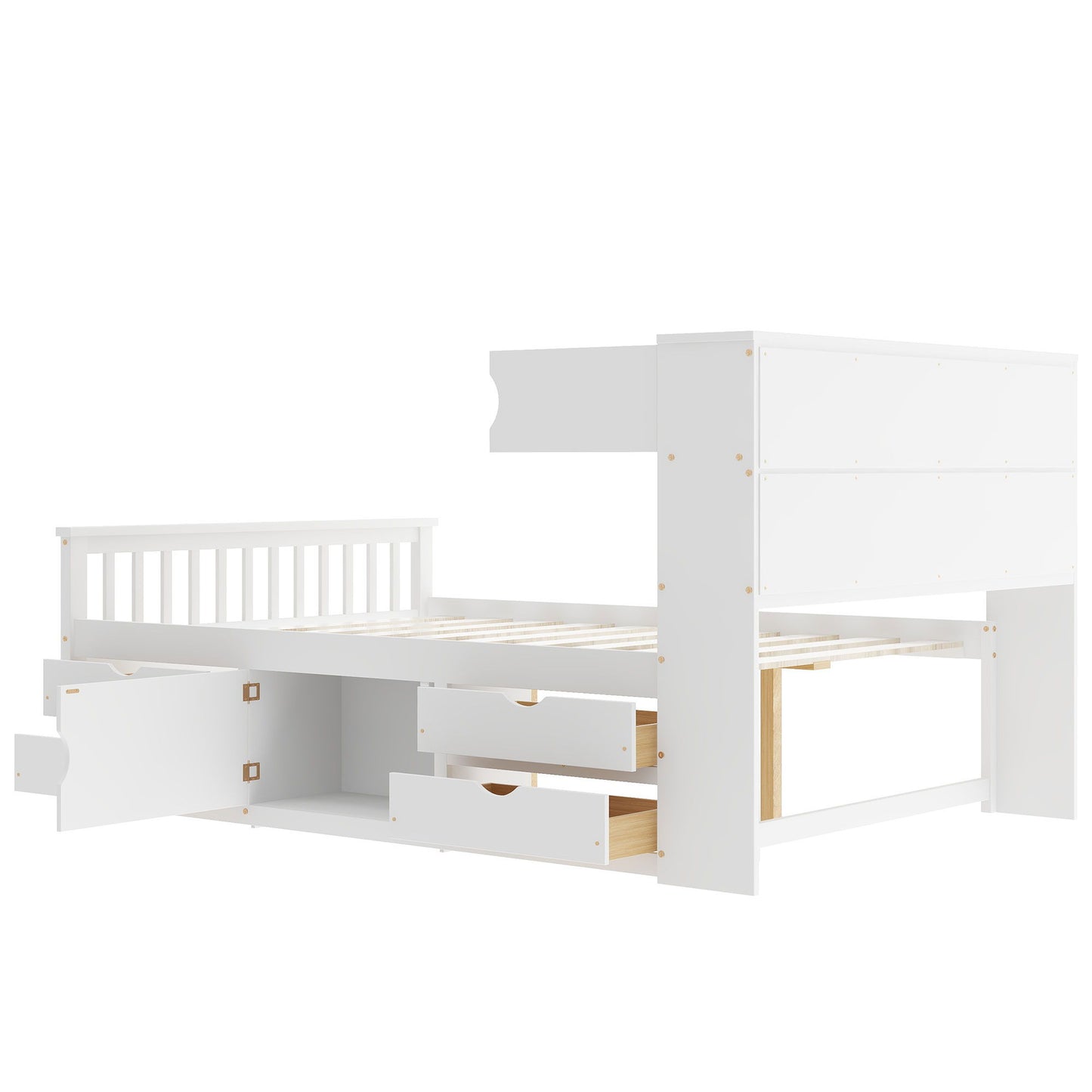 Captain Platform Bed Frame With Bookcase Headboard, 4 Drawers, Storage Shelves - The Sleep Loft - Online Mattress Showroom NYC