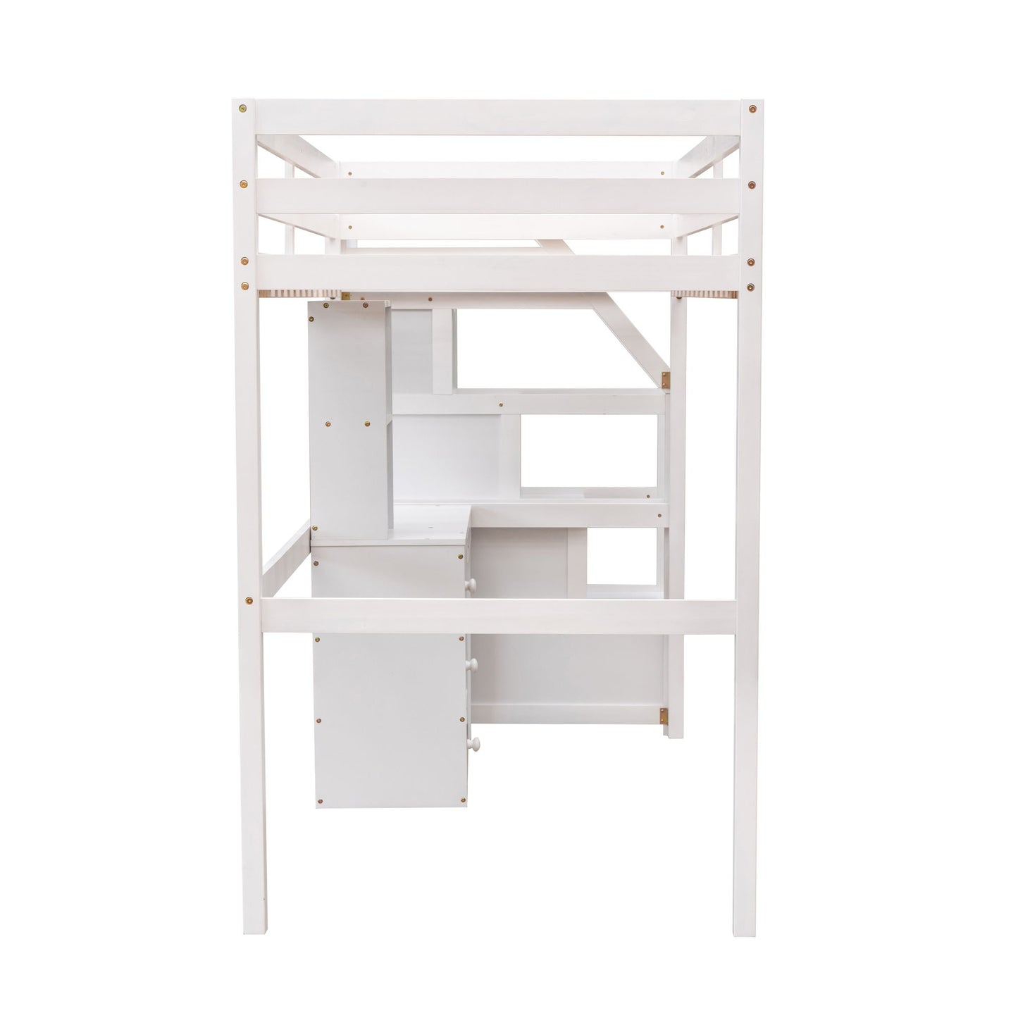 Loft Bed With Stand Alone Bed, Storage Staircase, Desk, Shelves, And Drawers - The Sleep Loft - Online Mattress Showroom NYC