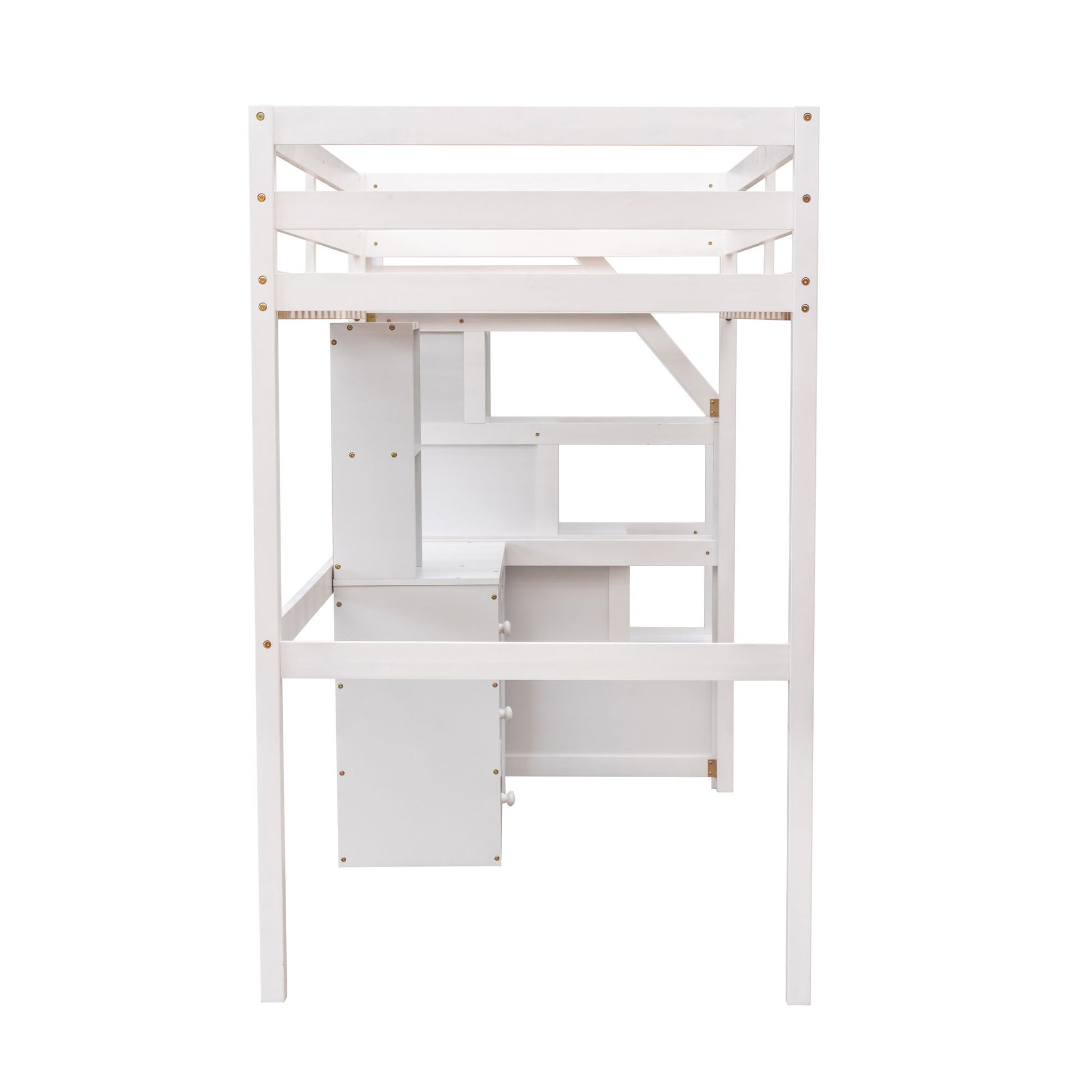 Loft Bed With Stand Alone Bed, Storage Staircase, Desk, Shelves, And Drawers - The Sleep Loft - Online Mattress Showroom NYC