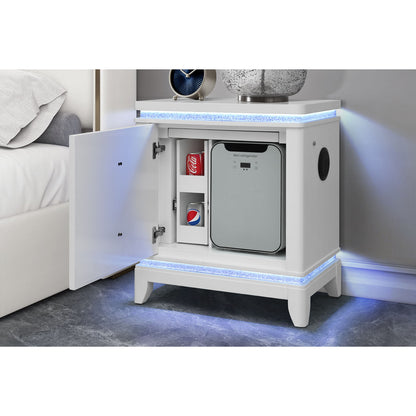 Adalid - Nightstand With Cooler, USB And Speaker - White - The Sleep Loft - Online Mattress Showroom NYC