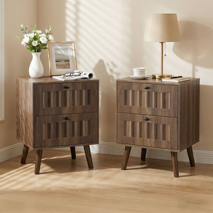 Double Drawer Bedside Table (Set of 2) - Walnut - The Sleep Loft - Online Mattress Showroom NYC