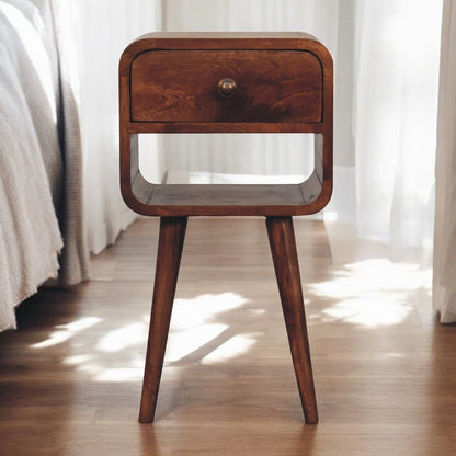 Mini California Curved Nightstand Wth Lower Slot - The Sleep Loft - Online Mattress Showroom NYC