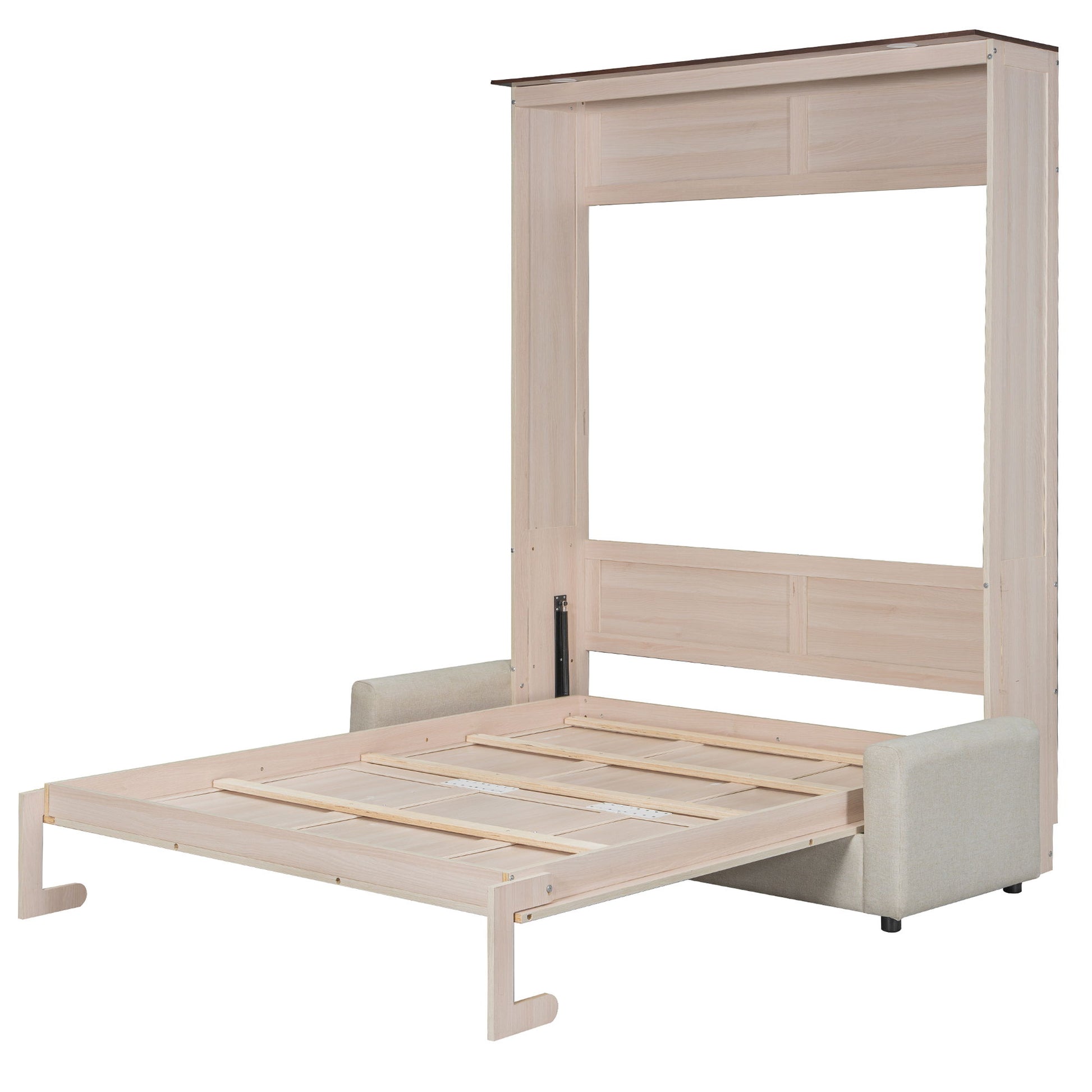 Queen Size Murphy Bed With Sofa And LED - Beige - The Sleep Loft - Online Mattress Showroom NYC