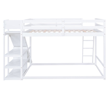 Bunk Bed With Ladder, Slide, And Shelves Pine Wood - The Sleep Loft - Online Mattress Showroom NYC