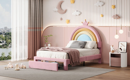 Upholstered Rainbow Design Bed, Princess Platform Bed With Storage Drawer - The Sleep Loft - Online Mattress Showroom NYC